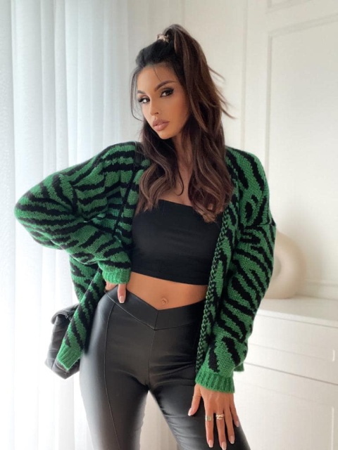 Sweterek narzutka ZEBRA zielony - BOCCA