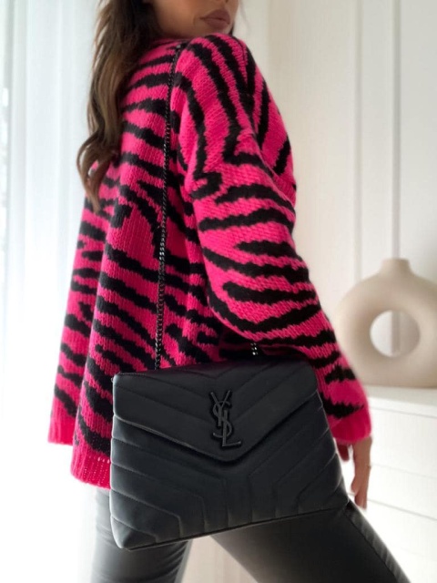 Sweterek narzutka ZEBRA fuksja - BOCCA