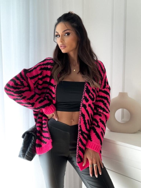 Sweterek narzutka ZEBRA fuksja - BOCCA