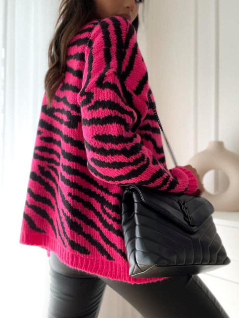 Sweterek narzutka ZEBRA fuksja - BOCCA