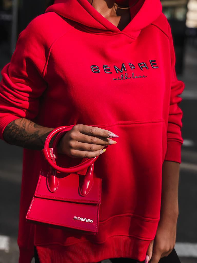 Bluza SARA LOGO czerwona z granatowym napisem - SEMPRE Bluza SARA LOGO czerwona z granatowym napisem - SEMPRE