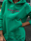 Bluza SARA LOGO zielona z napisem fuksja - SEMPRE Bluza SARA LOGO zielona z napisem fuksja - SEMPRE