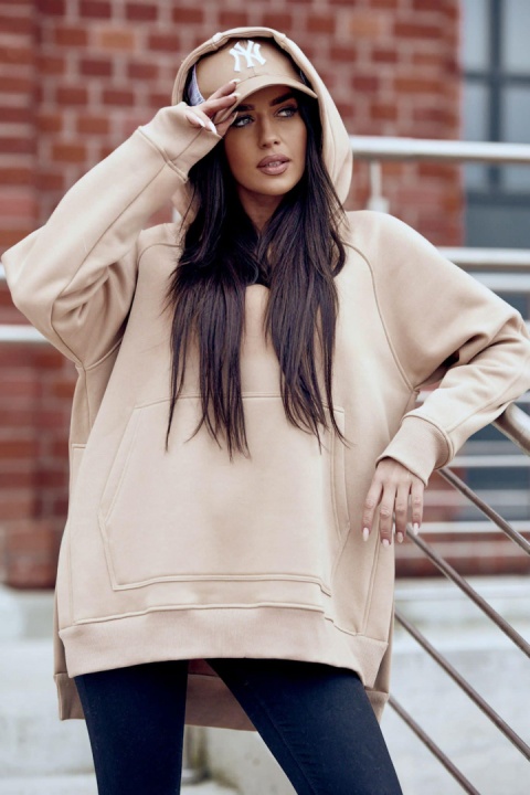 Bluza oversize z kapturem JODIE beżowa - ME GUSTA