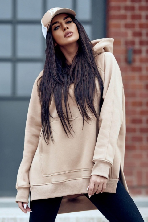 Bluza oversize z kapturem JODIE beżowa - ME GUSTA
