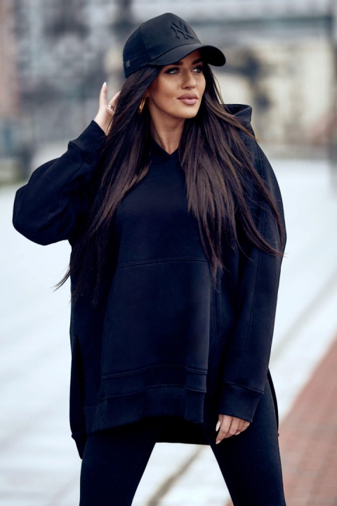 Bluza oversize z kapturem JODIE czarna - ME GUSTA