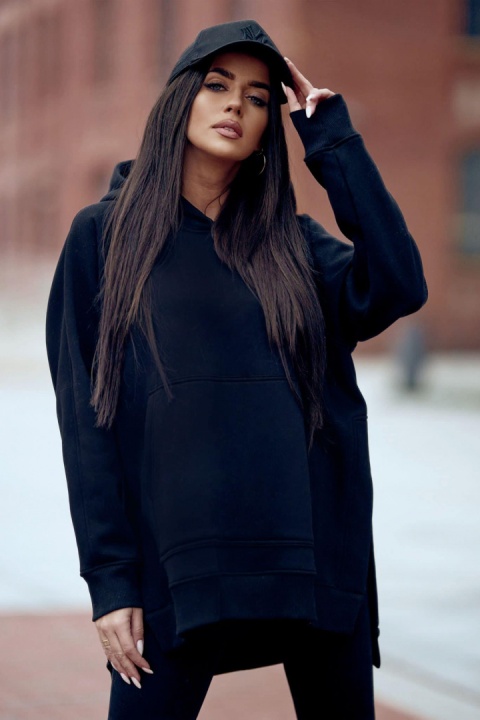 Bluza oversize z kapturem JODIE czarna - ME GUSTA