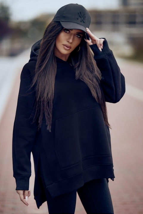 Bluza oversize z kapturem JODIE czarna - ME GUSTA