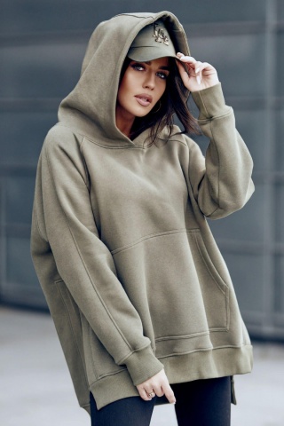 Bluza oversize z kapturem JODIE khaki - ME GUSTA
