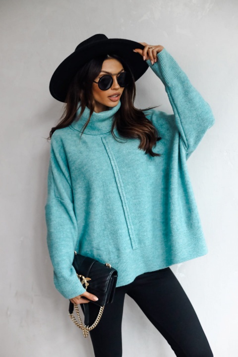 Golf z ozdobnym szwem NEVADA morski - ME GUSTA