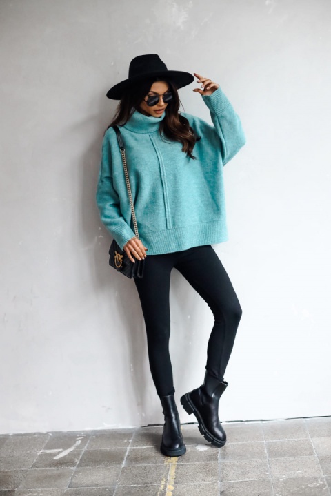 Golf z ozdobnym szwem NEVADA morski - ME GUSTA