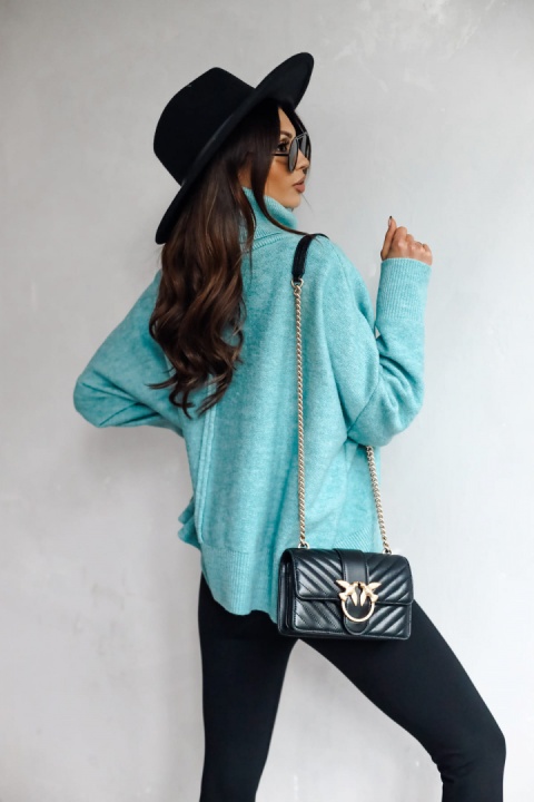 Golf z ozdobnym szwem NEVADA morski - ME GUSTA