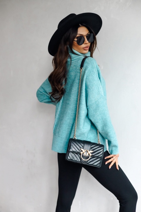 Golf z ozdobnym szwem NEVADA morski - ME GUSTA