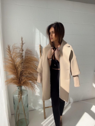 Płaszcz z domieszką wełny ETERNAL beż- LA MANUEL