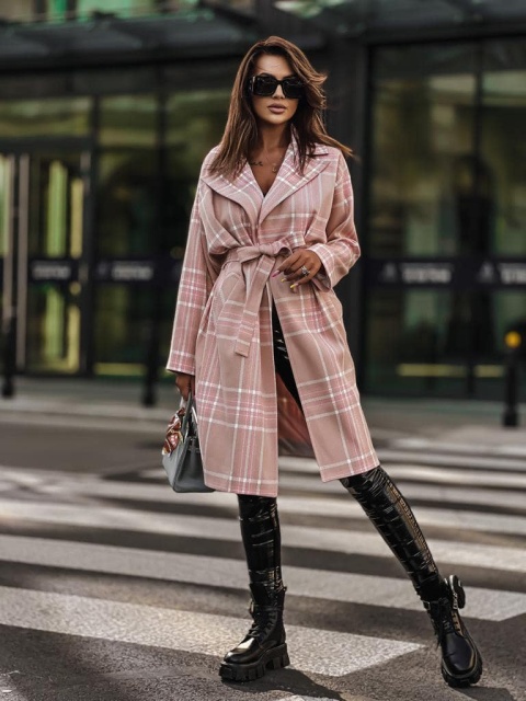 Płaszcz z domieszką wełny TOUS pudrowy - SEMPRE