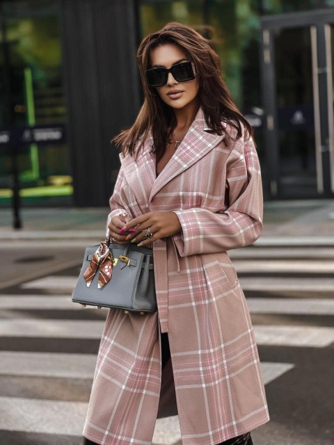 Płaszcz z domieszką wełny TOUS pudrowy - SEMPRE