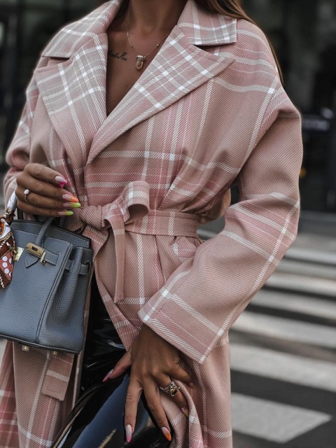 Płaszcz z domieszką wełny TOUS pudrowy - SEMPRE