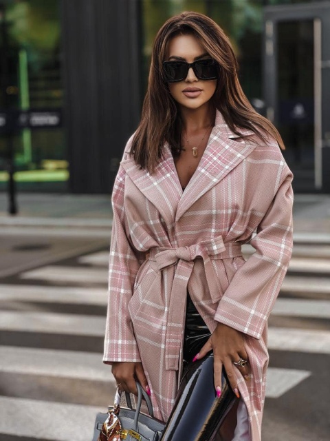 Płaszcz z domieszką wełny TOUS pudrowy - SEMPRE