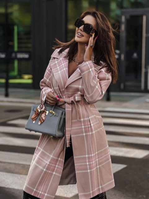 Płaszcz z domieszką wełny TOUS pudrowy - SEMPRE