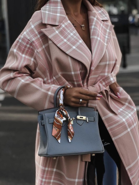 Płaszcz z domieszką wełny TOUS pudrowy - SEMPRE