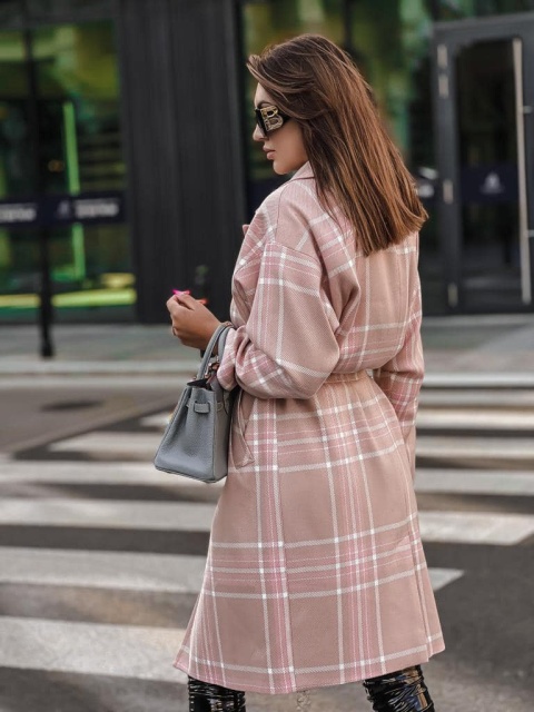 Płaszcz z domieszką wełny TOUS pudrowy - SEMPRE