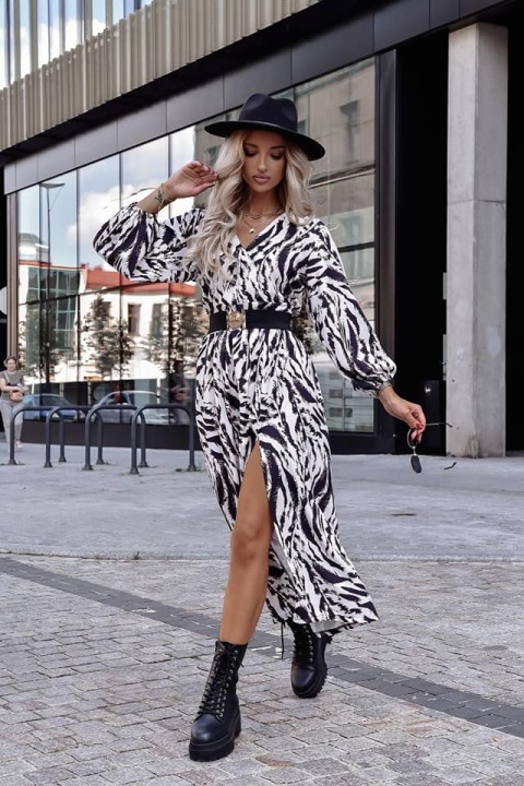 Sukienka midi ZEBRA - XANA