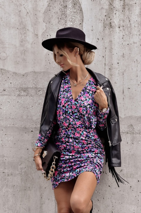 Sukienka z kopertowym dekoltem i marszczeniami ROXY - XANA